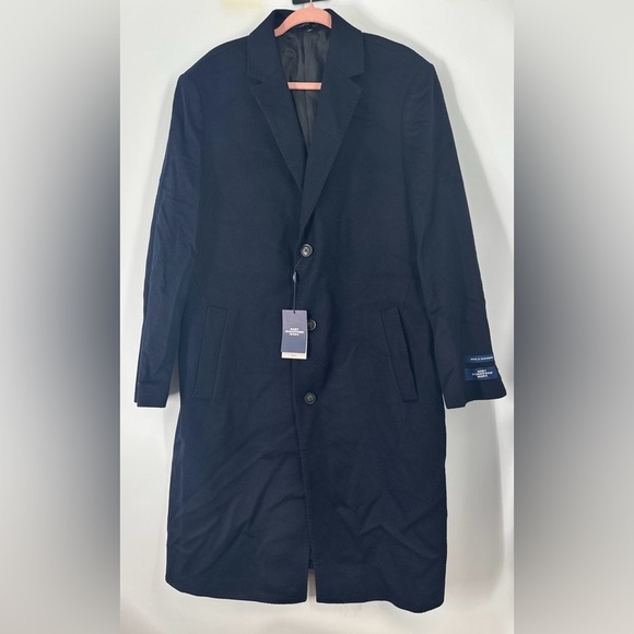 44R Hart Schaffner Marx Navy Blue Cashmere Wool Overcoat Coat NWT $595